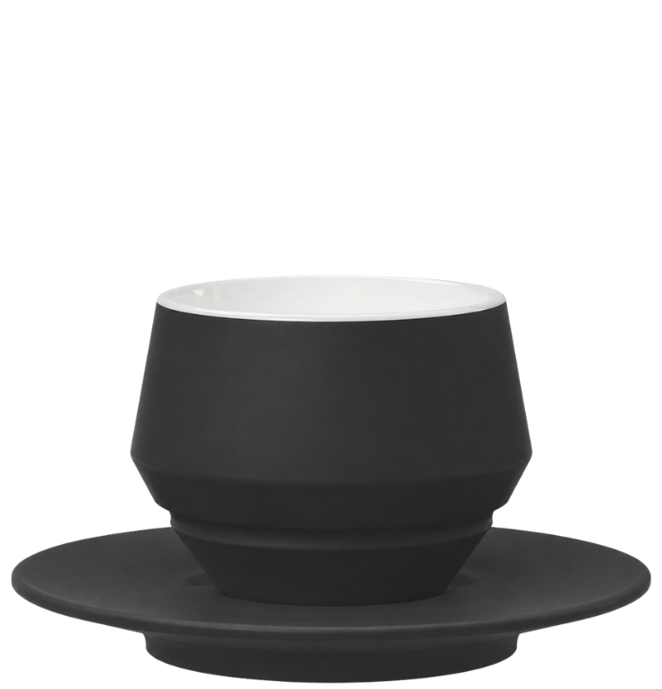 Maniko Milchkaffeetasse Schwarz matt Doppelwandig