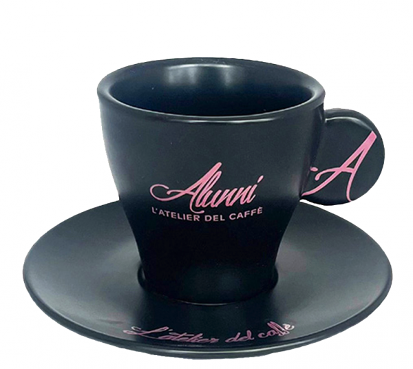 Alunni Cappuccinotasse in schwarz mit pinken Akzenten