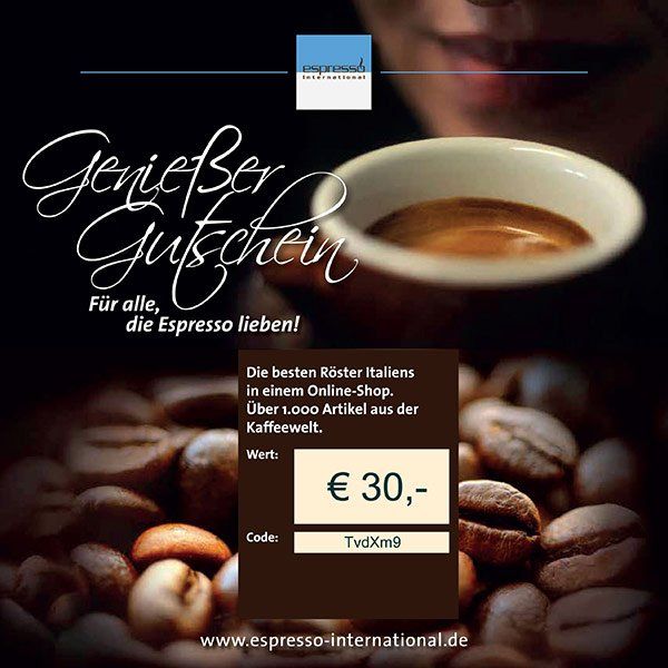 Kaffee Geschenkgutschein Espresso International 