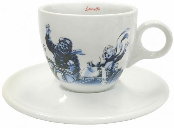 Lucaffe Cappuccino Tasse blau/weiß Blucaffe